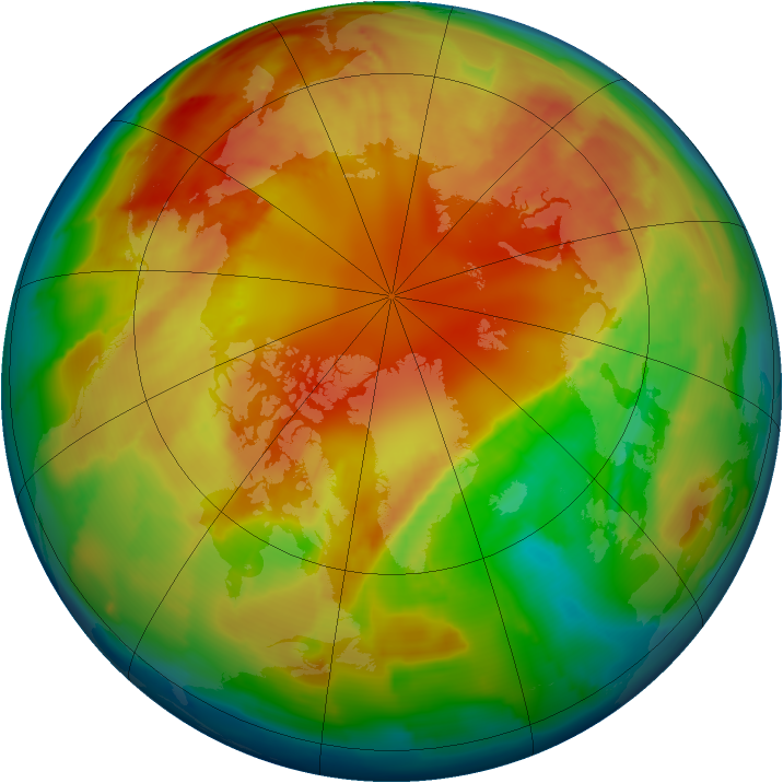 Arctic ozone map for 25 February 2013